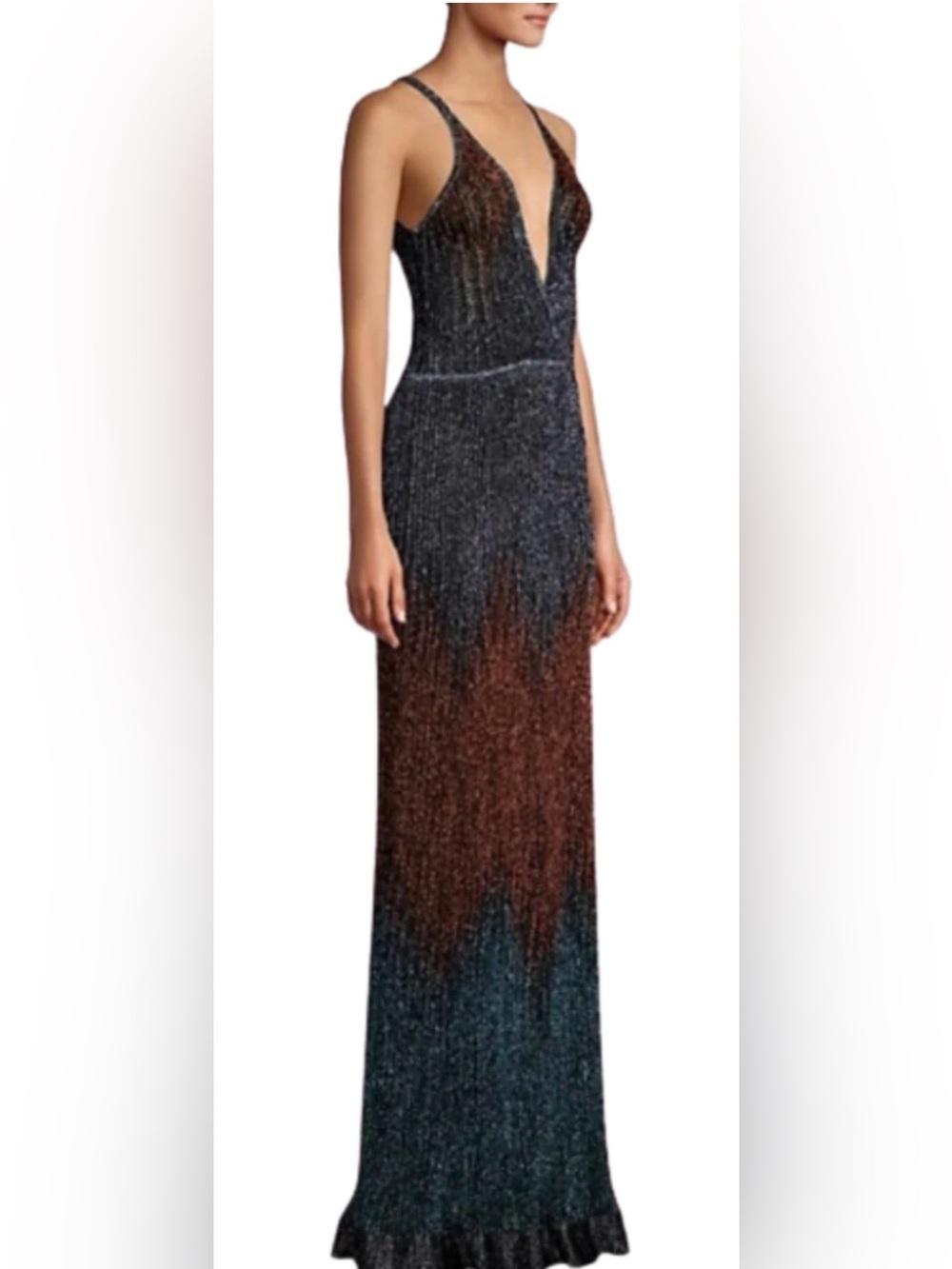 Missoni Plunging V-Neck Ombre Sequin Evening Gown - NWOT Size 44